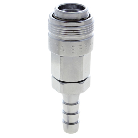 ADVANCED TECHNOLOGY PRODUCTS Coupler, Chrome, Automatic, Industrial, 1/4" Body Size, 1/4" Hose Barb 14SOC-2B